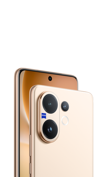vivo V60 Desert Gold front AMOLED and ZEISS camera island together
