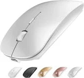 White Wireless rechargeable mouse silent click Close Up