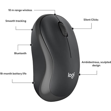 Logitech M240 Silent Bluetooth mouse top view compact design