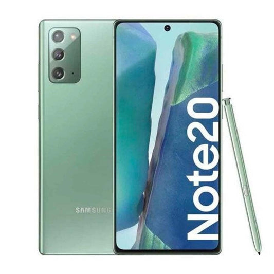 Samsung Galaxy Note 20 smartphone with S Pen, 6.7-inch Super AMOLED display, and triple-camera system