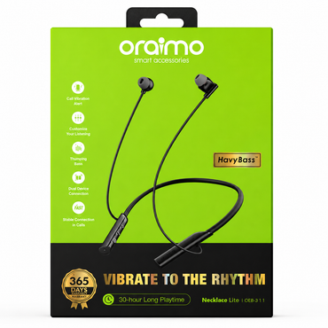 Oraimo Necklace Lite-OEB 311 black wireless neckband on table