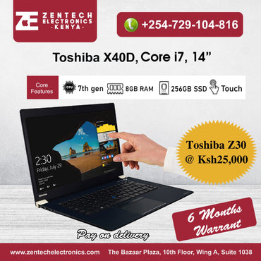 Toshiba Tecra X40-D Intel Core i5 7th Gen 8GB RAM 256GB SSD 14 Inches FHD Display in Kenya | Zentech