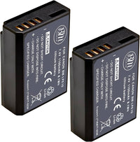 Close-up of BM LP-E10 battery terminals and label showing 1100mAh capacity for Nairobi Canon users