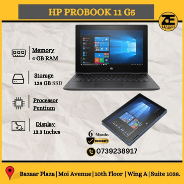 HP ProBook 11 G5| 2 in 1 |Pentium| 4 GB RAM 128 GB SSD |Touchscreen| x360| 11.6" -Price in Kenya in Kenya | Zentech