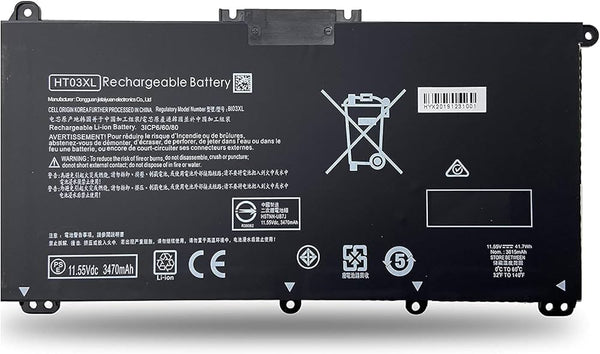 HP HT03XL replacement internal laptop battery top casing and connector pins view