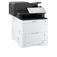 A Kyocera Ecosys MA4000cix Laser Printer, which is a high-performance color laser printer, showing its front view with a touchscreen display, paper tray, and output slot.