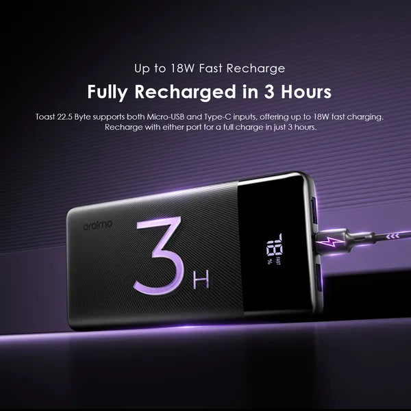 Oraimo Toast 22.5 Byte OPB-7100Q 10,000mAh 22.5W Power Bank – Fast Charging with LED Digital Display