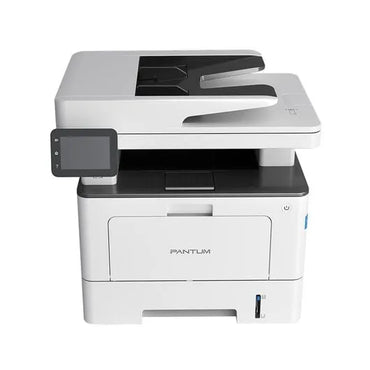 A Pantum BM5100FDW Mono Laser Multifunction Printer, showing the device's scanner and printer components in a white color.
