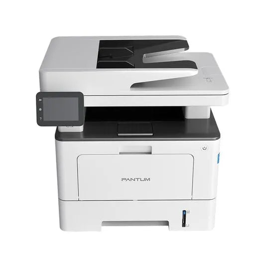 A Pantum BM5100FDW Mono Laser Multifunction Printer, showing the device's scanner and printer components in a white color.