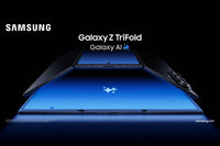 Samsung Galaxy Z TriFold folding action demonstrating tri-fold screen flexibility