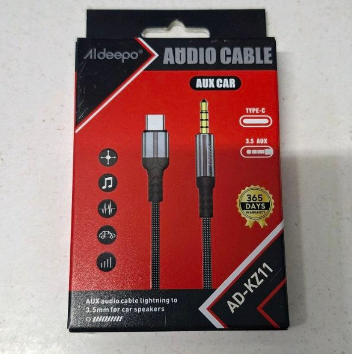 Aldeepo AD-KZ11 USB-C to 3.5mm AUX audio cable retail packaging