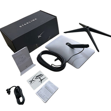 Starlink retail packaging box showing dish face and internal component layout