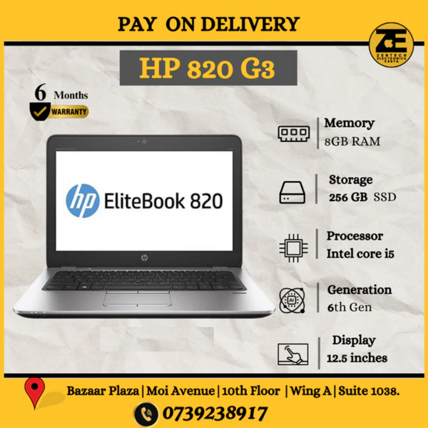 Refurbished Ex-UK HP EliteBook 820 G3 12.5-inch compact business laptop with Intel Core i5