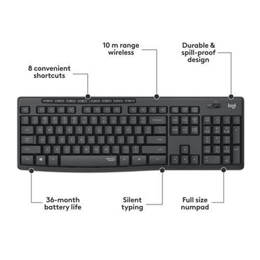 Full-size Logitech MK295 keyboard close-up showing numeric keypad