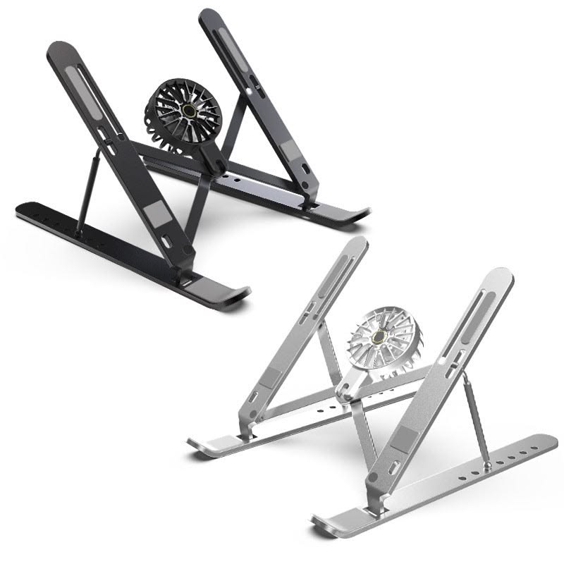 Foldable aluminum laptop stand with cooling fan