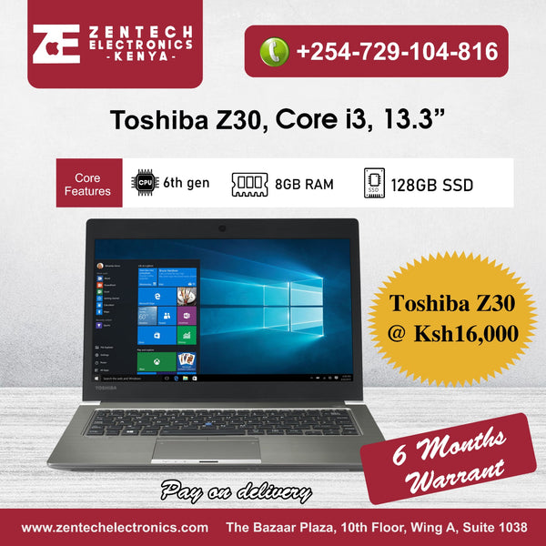 Toshiba Portege Z30 | Core i3, 8 GB RAM+128 GB SSD | 6th Gen | 13" - Price in Kenya in Kenya | Zentech