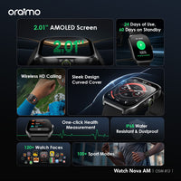 Oraimo Watch Nova AM 2.01" AMOLED Screen Curved Cover Smart Watch-Price in Kenya.