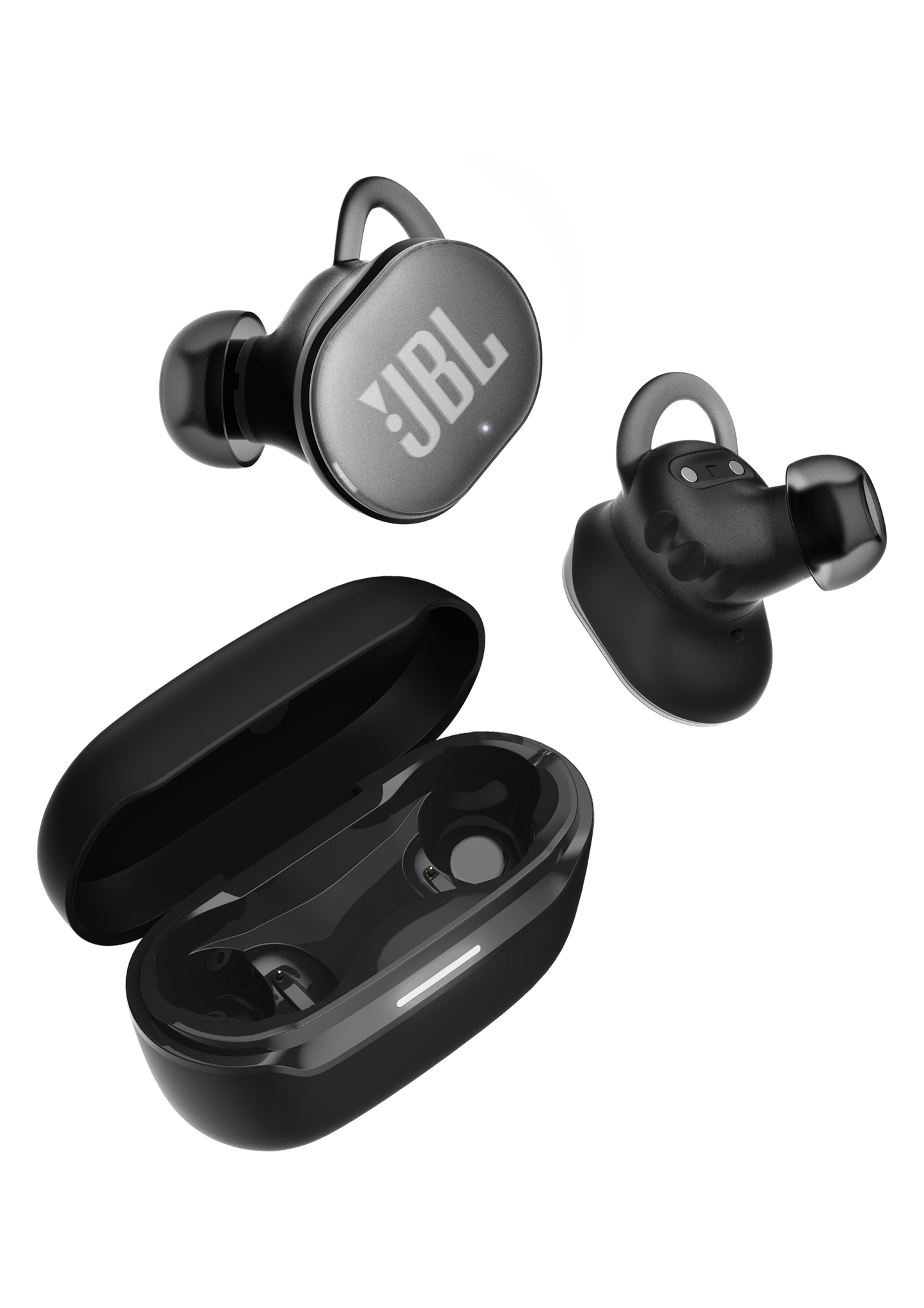 JBL Endurance Race 2 charging case with earbuds