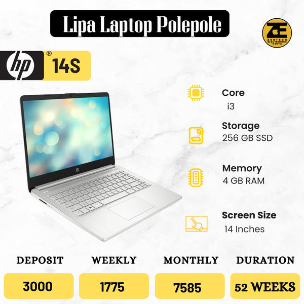 HP 14s Intel Core i3 laptop with 4GB RAM and 256GB SSD in Kenya