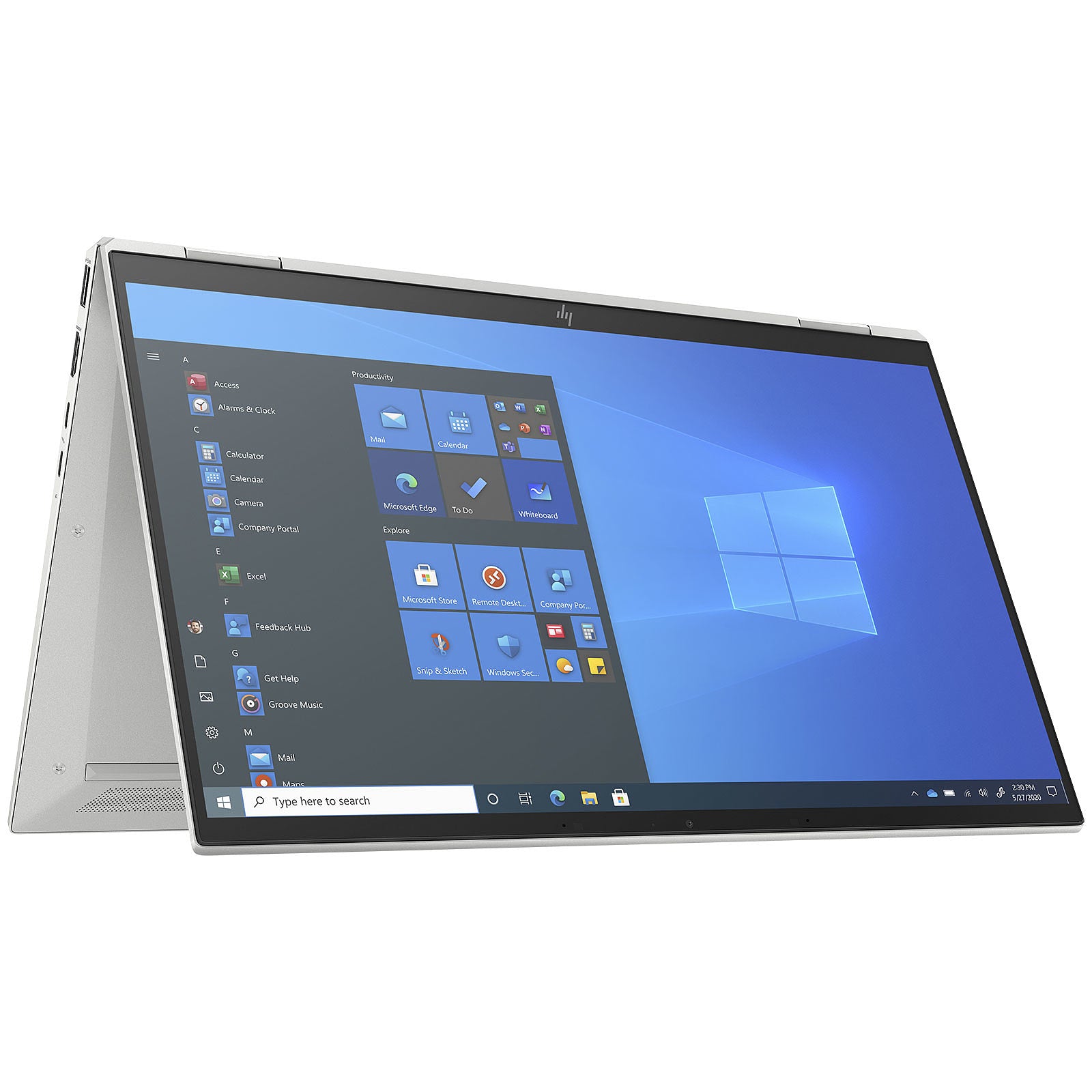 HP EliteBook 1040 G7 ports: USB-C, HDMI, USB-A side tent view