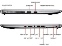 HP EliteBook 850 G3 side profile thin design, ports USB-C HDMI VGA RJ45