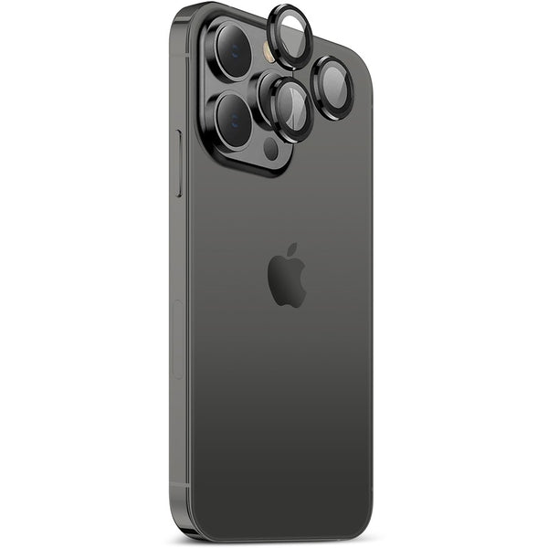 A rear view of an iPhone with a camera lens cover attached to the camera module.