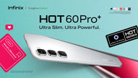 Infinix Hot 60 Pro Plus in silver-white, official side profile of the slim 5.95mm body