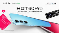 Infinix Hot 60 Pro sapphire blue hero shot of the slim AMOLED body