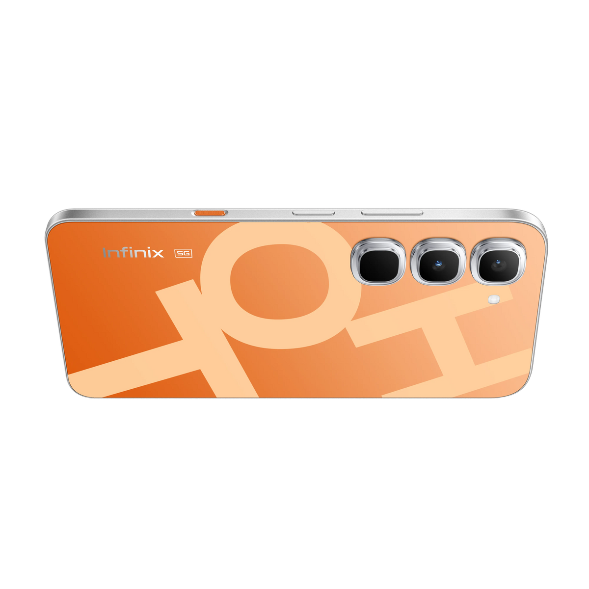 Infinix Hot 70 Pro 5G orange graphic back with the 5G badge and camera bar
