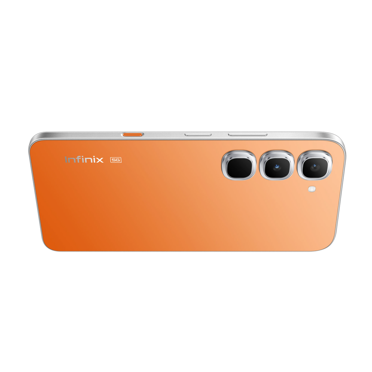 Infinix Hot 70 Pro 5G in Thermo Orange, official back with the triple camera bar