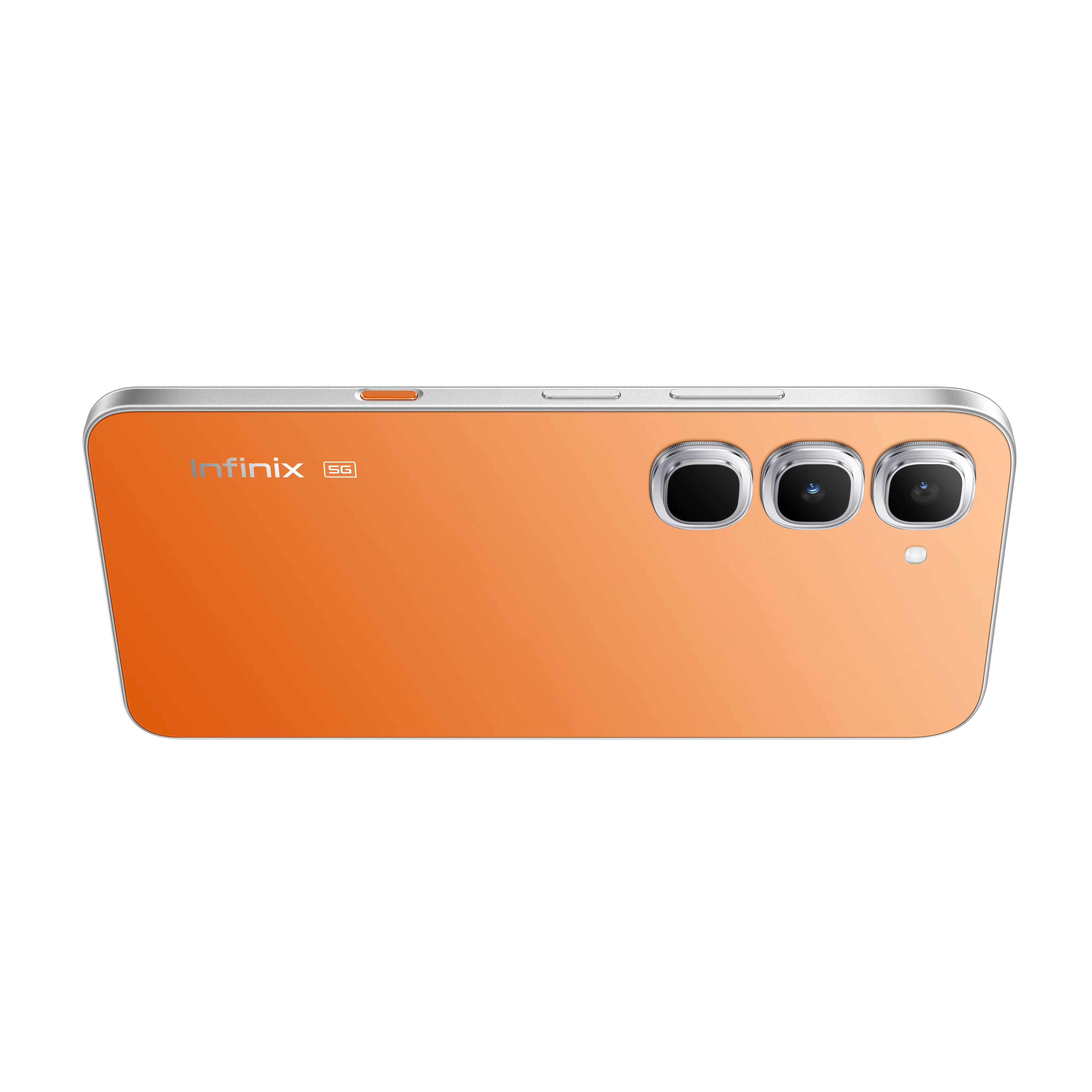Infinix Hot 70 Pro 5G in Thermo Orange, official back with the triple camera bar