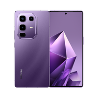 Infinix Note 50 Pro in Enchanted Purple, back and front view
