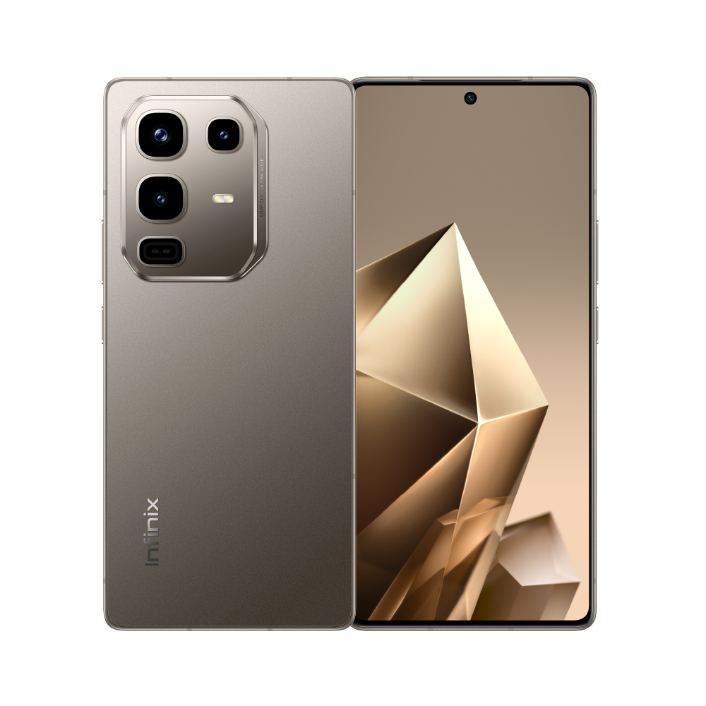 Infinix Note 50 Pro in Titanium Grey, back and front view