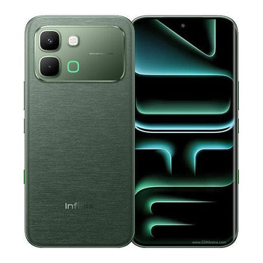 Infinix Note Edge in Silk Green, back and front, with a watermark on the corner