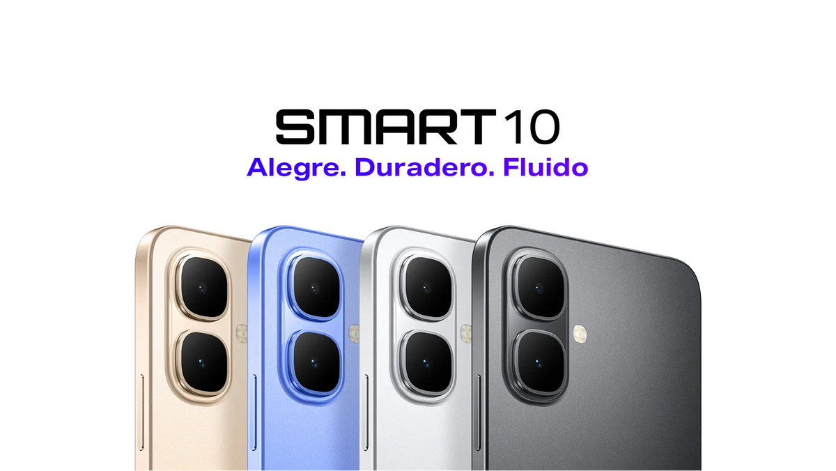 Infinix Smart 10 official colour set showing the oval dual-camera backs