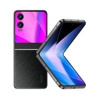Infinix Zero Flip in Rock Black, closed cover and half-open inner screen