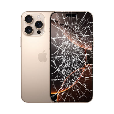 iPhone screen repair process showing cracked display replacement by professional technicians
