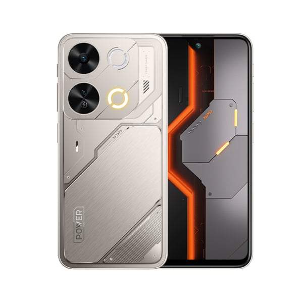 itel P65 large display with dual camera displayed on the back