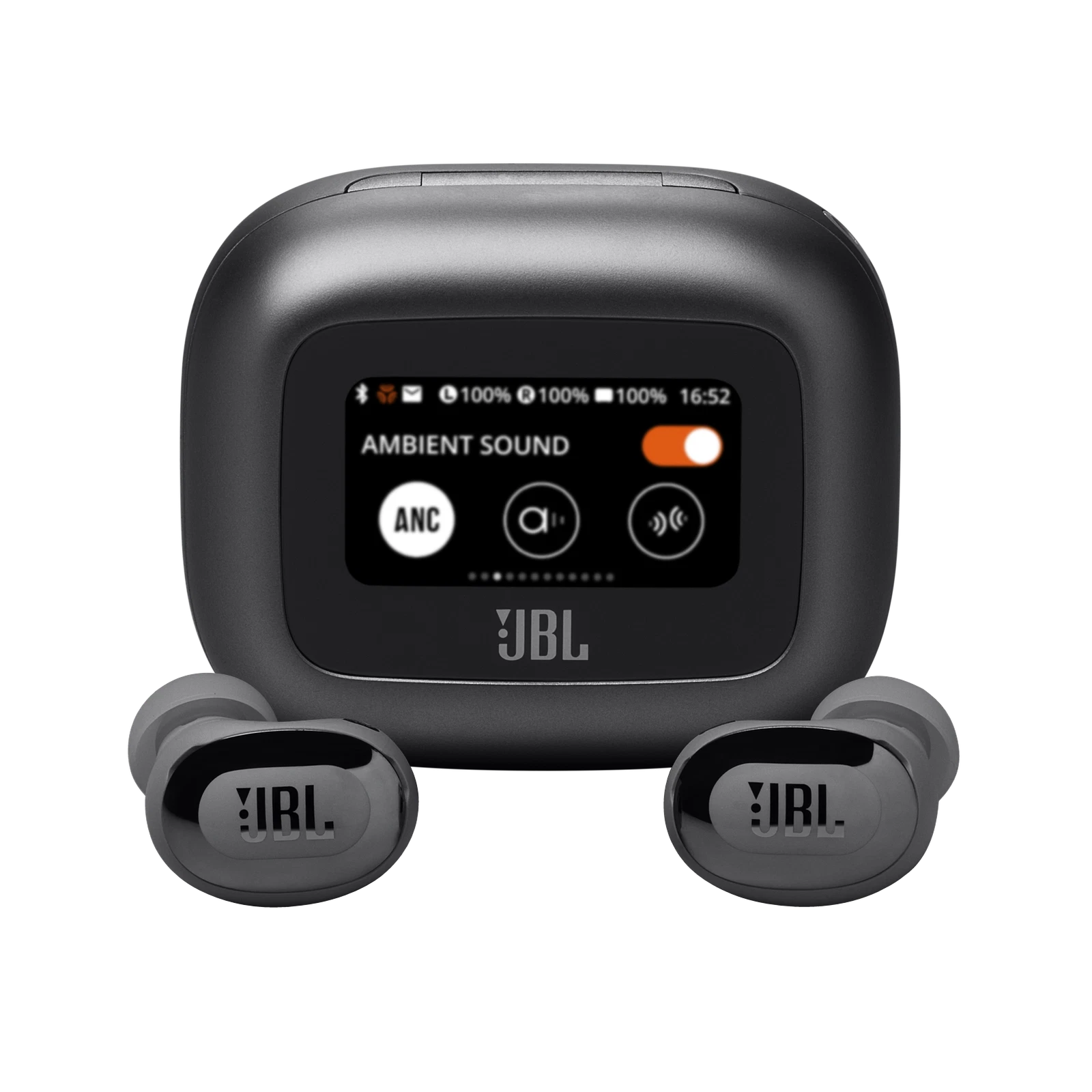 JBL LIVE BUDS 3 smart charging case with touch display