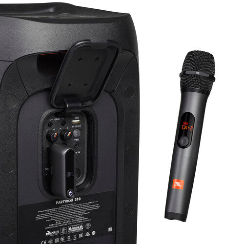 JBL wireless microphone receiver connected to speaker