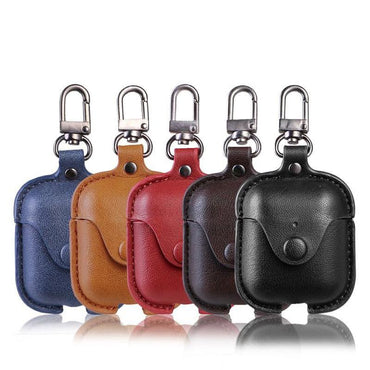 Premium leather AirPods case front view