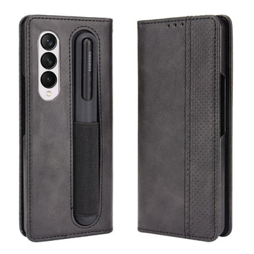 Leather Vintage Case for Samsung Galaxy Z Fold in black