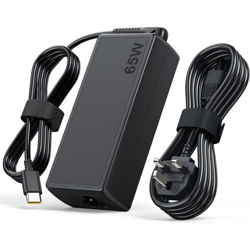 Travel-ready Lenovo ThinkPad USB-C laptop charger with power cable