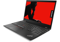 Lenovo ThinkPad T580 in open display with a a red screen
