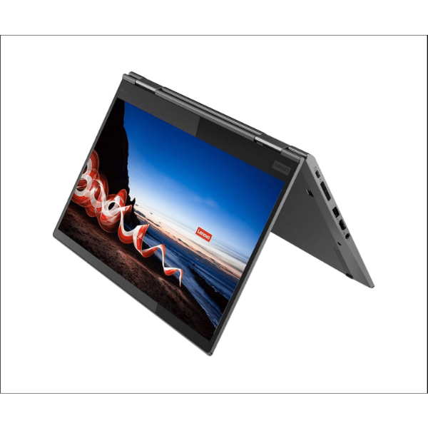 Lenovo X1 Yoga keyboard and Dolby Atmos speaker closeup in tent mode