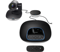 Logitech GROUP speakerphone delivering clear audio for conference meetings
