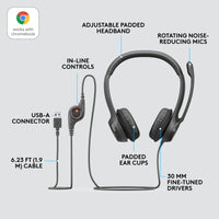 Logitech H390 wired USB headset for Zoom and Teams