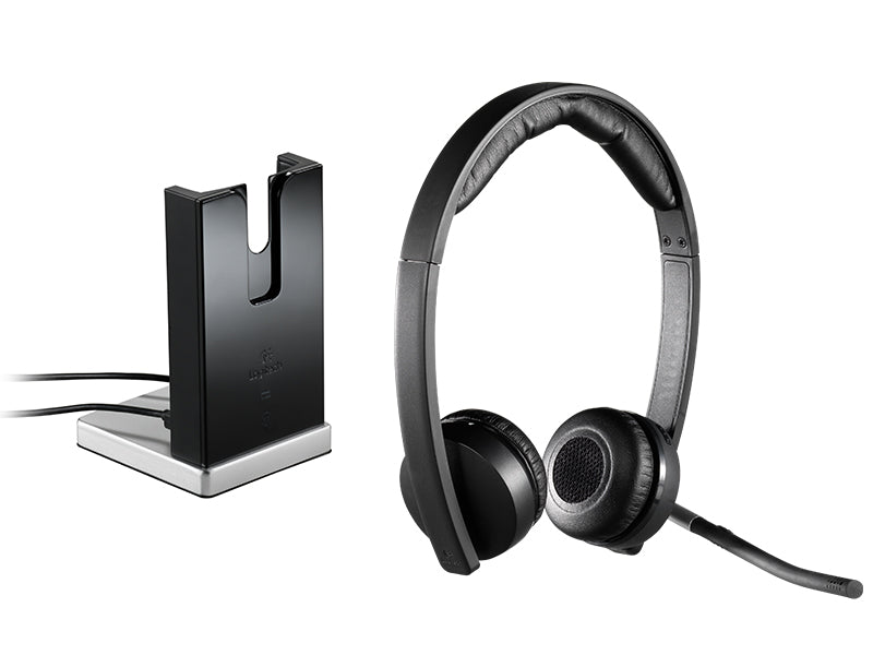 Logitech H820e wireless dual stereo headset front view