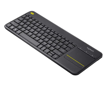 Logitech K400 Plus top view integrated touchpad and media keys