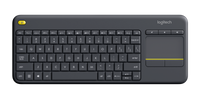 Logitech Wireless Touch Keyboard K400 Plus with integrated touchpad, in black color.